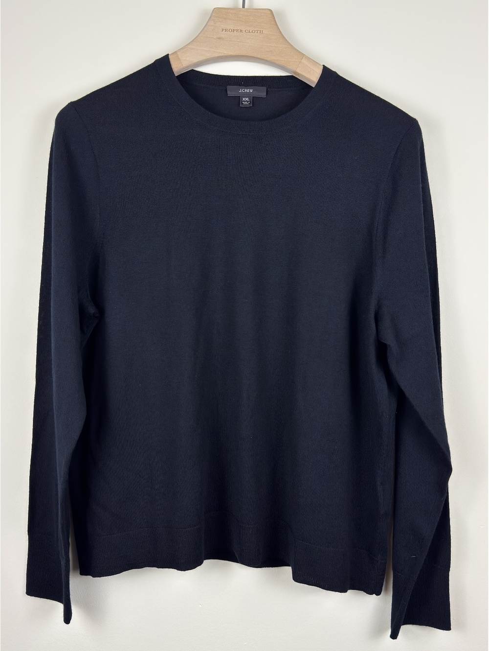 J.Crew Men’s XXL Navy Blue 100% Merino Wool Crewneck Sweater Pullover